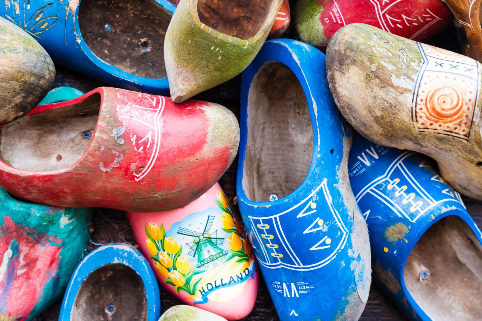 Hand-painted wooden clogs